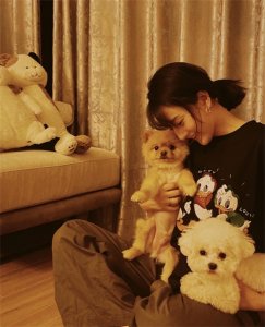 ​宋祖儿晒生活近照 双手抱萌犬少女感满格