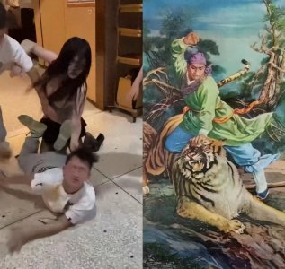 ​爽！香港大律师辱骂湖南人 遭湖南美女暴揍，真实上演女武松打虎