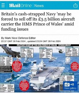 ​日落帝国的悲哀，英国正在考虑封存或出售，威尔士亲王号航空母舰