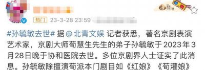 ​突传噩耗！83 岁京剧艺术家孙毓敏去世，因家中失火烟尘入肺致昏迷